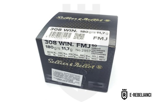 Amunicja Sellier & Bellot 308 Win. FMJ 180grs/11,7g Training
