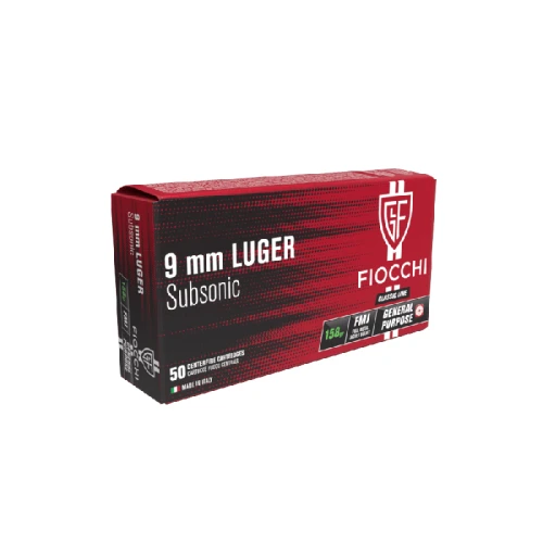 FIOCCHI 9 LUGER Subsonic FMJ 158gr